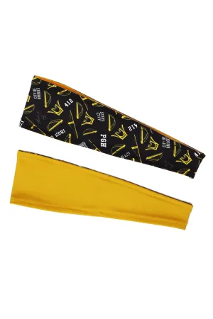 3014 - REVERSIBLE Pittsburgh Hometown Headband - Black & Gold Print - FINAL SALE