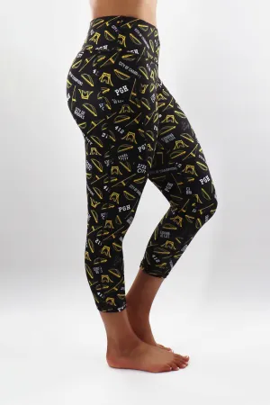 3017 - The Pittsburgh Hometown" Perfect Pocket Capri - Black & Gold Print - FINAL SALE