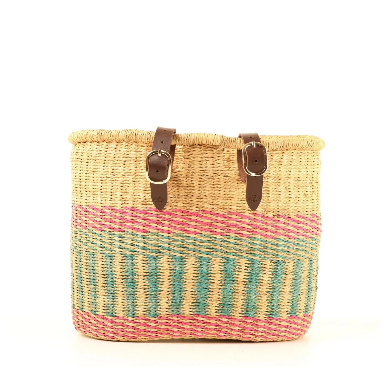 Apana Handcrafted Pink/Turquoise Bike Basket