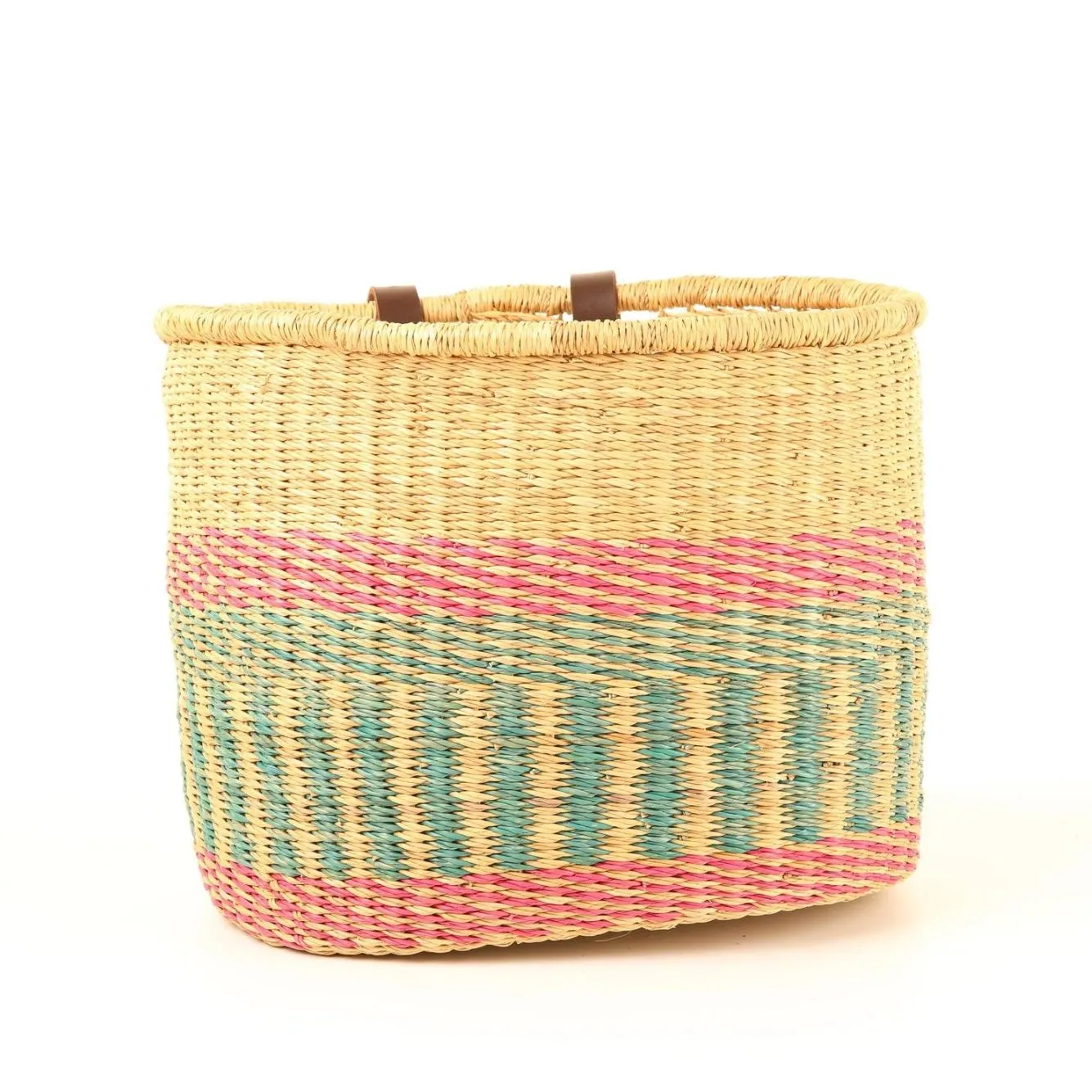 Apana Handcrafted Pink/Turquoise Bike Basket