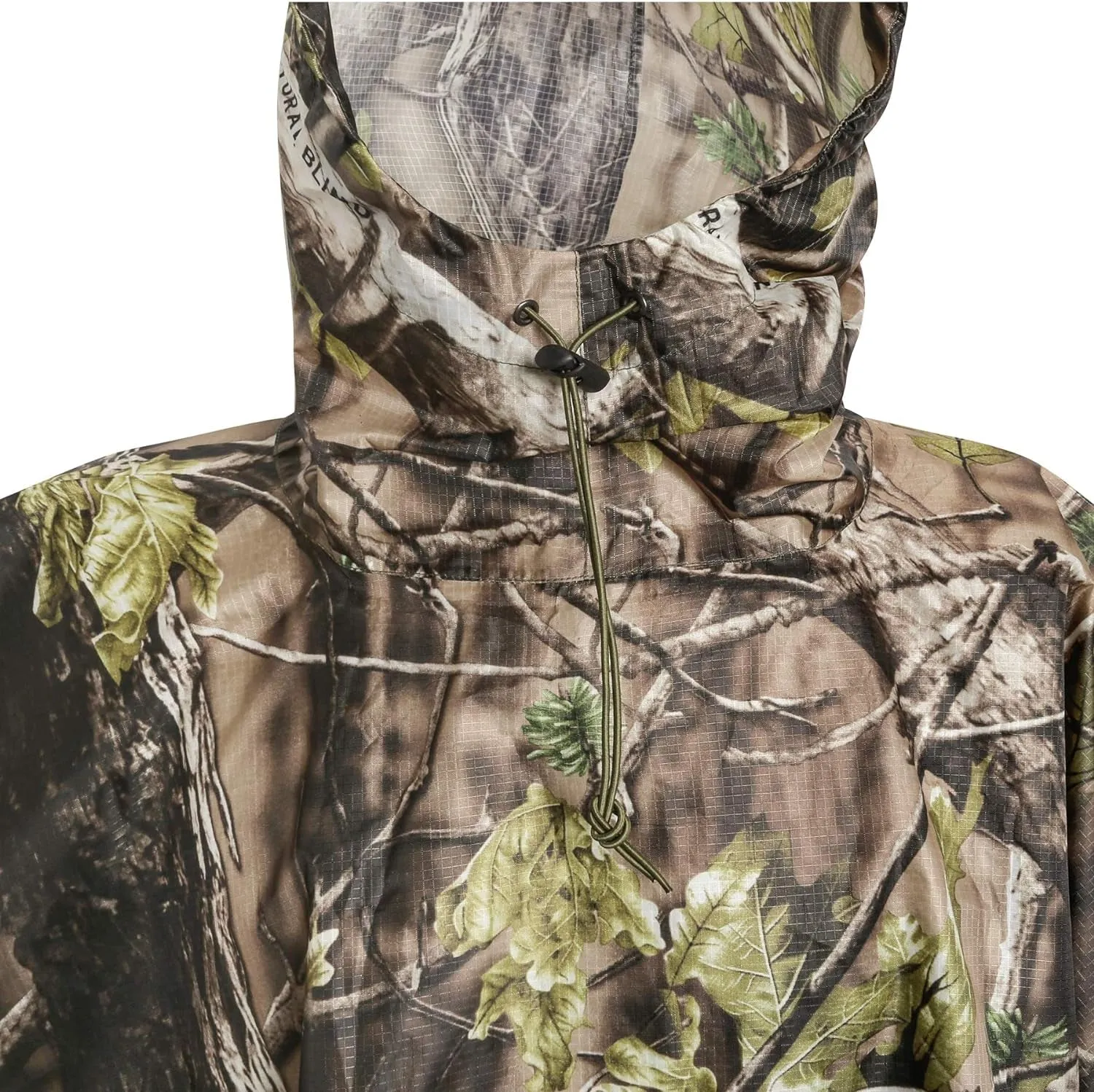 Camouflage Rain Poncho Hooded Waterproof Camo Raincoat with Blind Pattern for Hunting Hiking Camping Fishing
