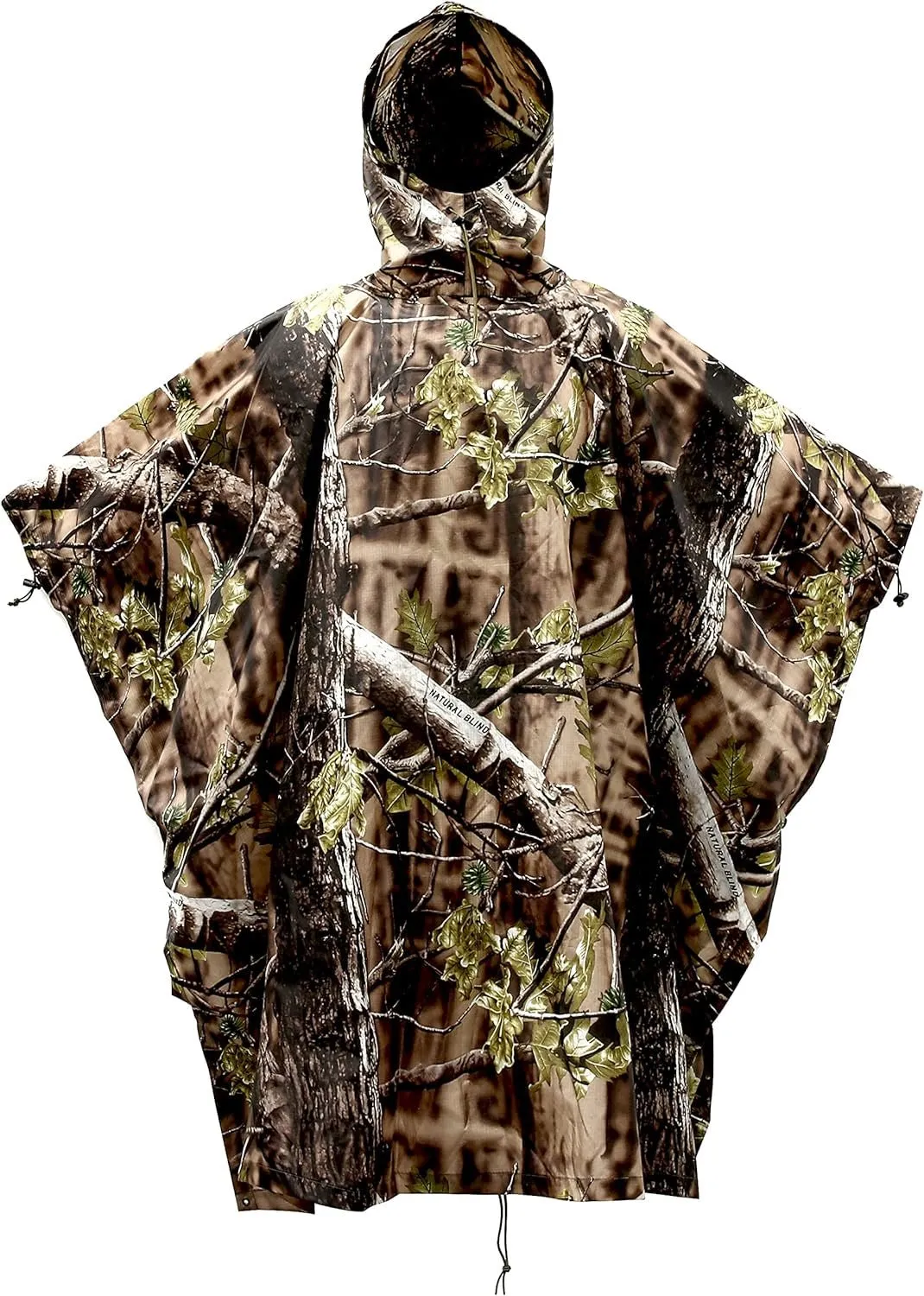 Camouflage Rain Poncho Hooded Waterproof Camo Raincoat with Blind Pattern for Hunting Hiking Camping Fishing
