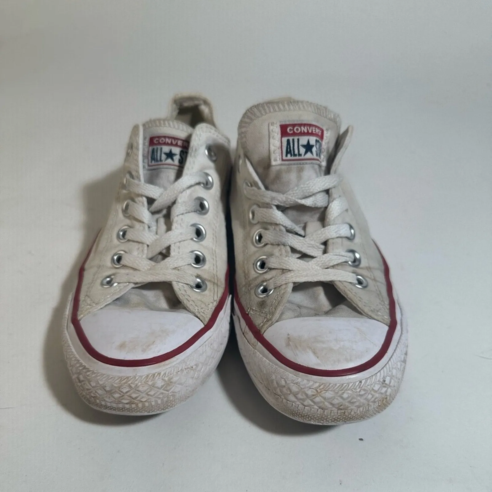 Converse All Star Cream Sneakers with Red Accents