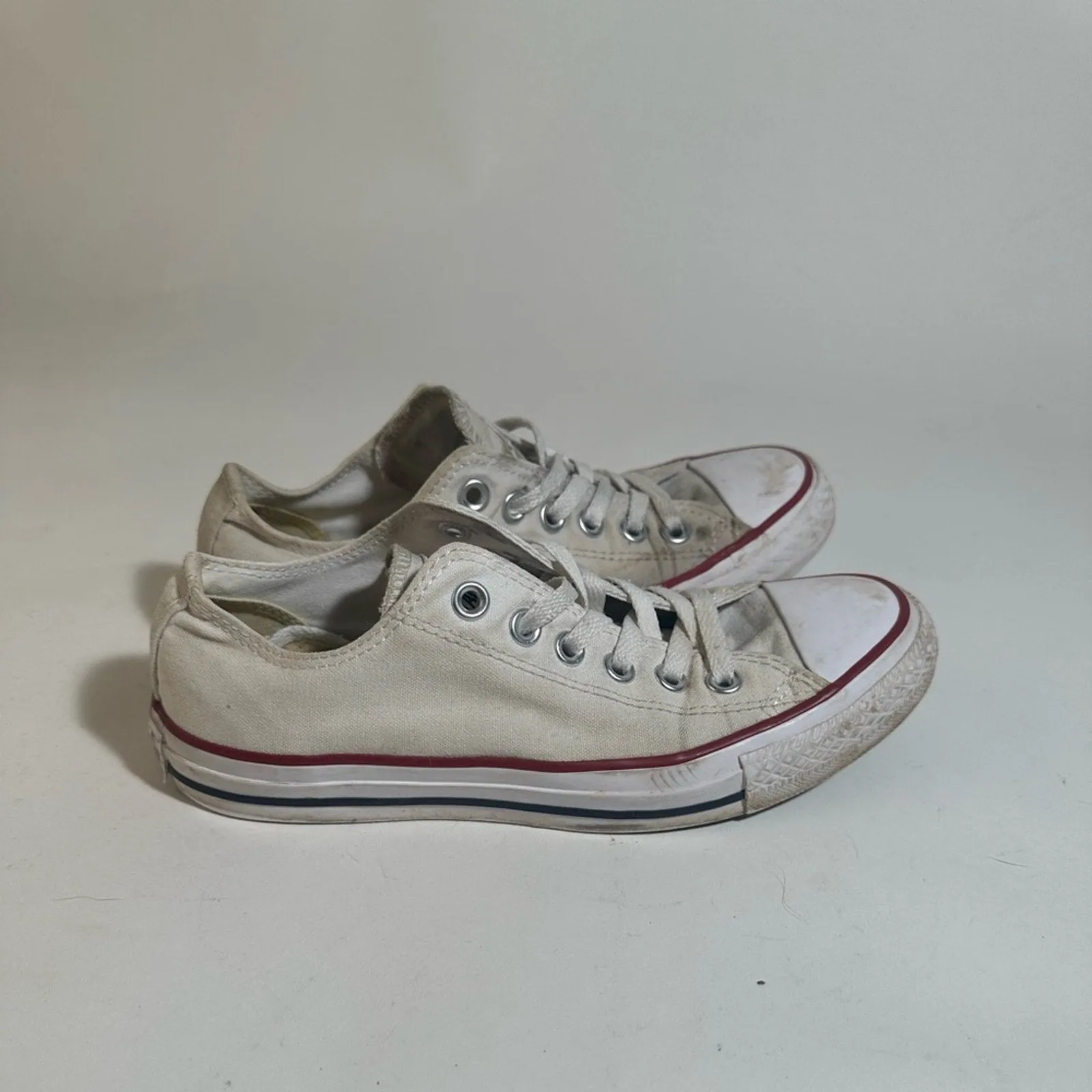 Converse All Star Cream Sneakers with Red Accents