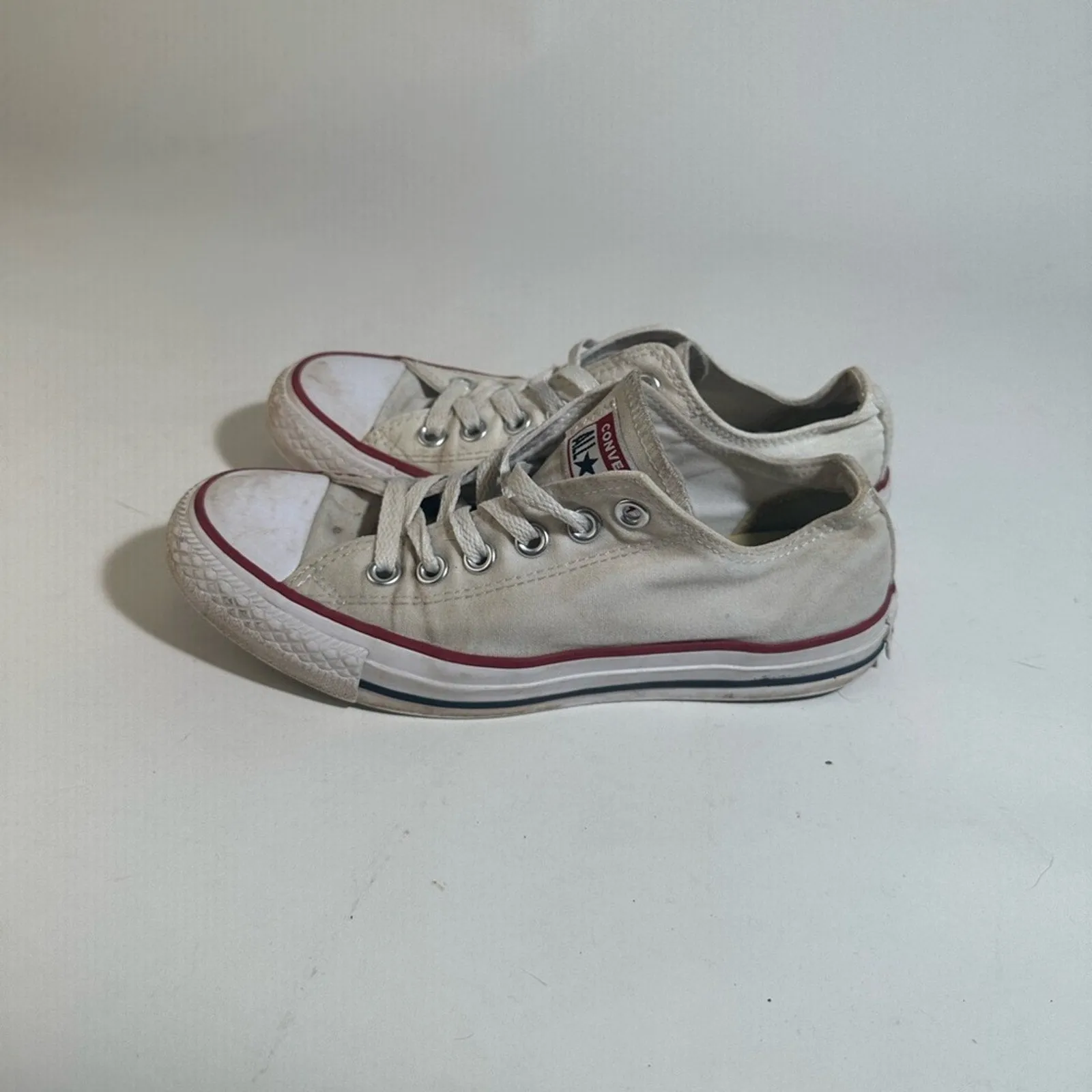 Converse All Star Cream Sneakers with Red Accents