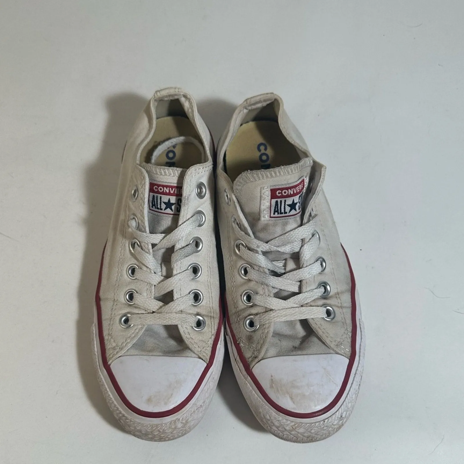 Converse All Star Cream Sneakers with Red Accents