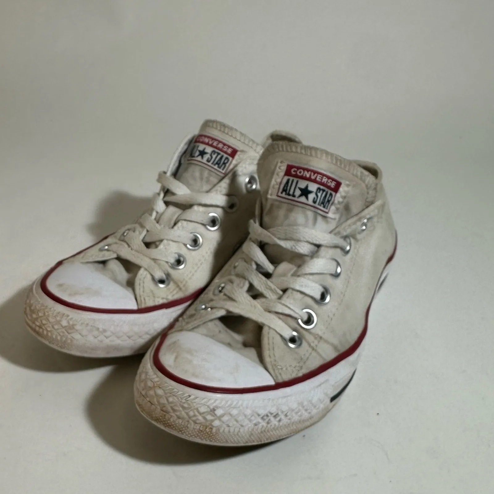 Converse All Star Cream Sneakers with Red Accents