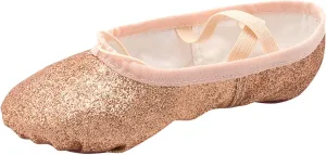Girls Ballet Shoes Glitter Split-Sole Dance Slippers Toddler Kid Lightweight with Elastic Laces for Performance