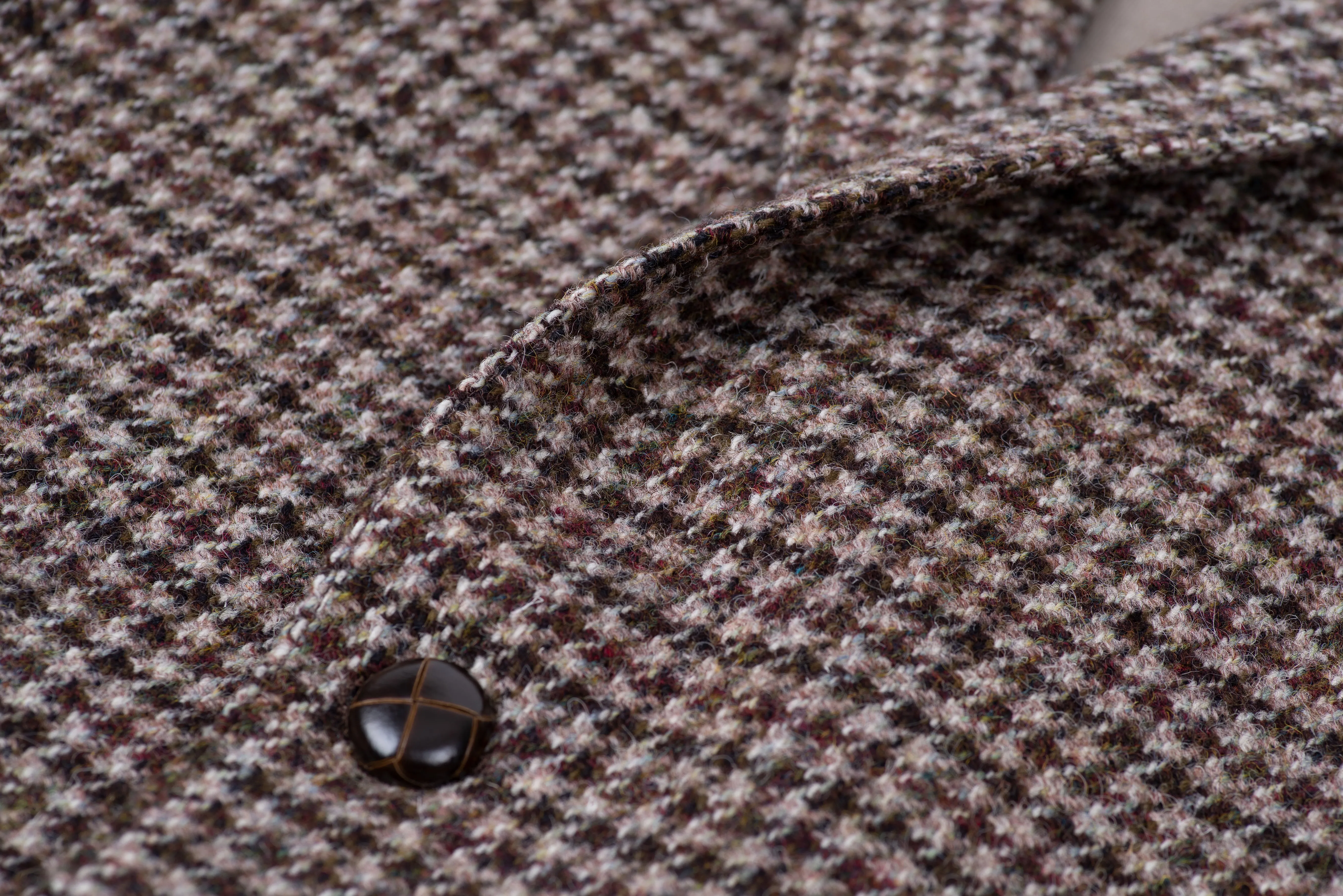 Harris Tweed Brown Houndstooth 2 Button Blazer Sport Coat, US 42L, EU 52L