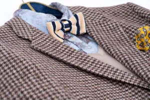 Harris Tweed Brown Houndstooth 2 Button Blazer Sport Coat, US 42L, EU 52L
