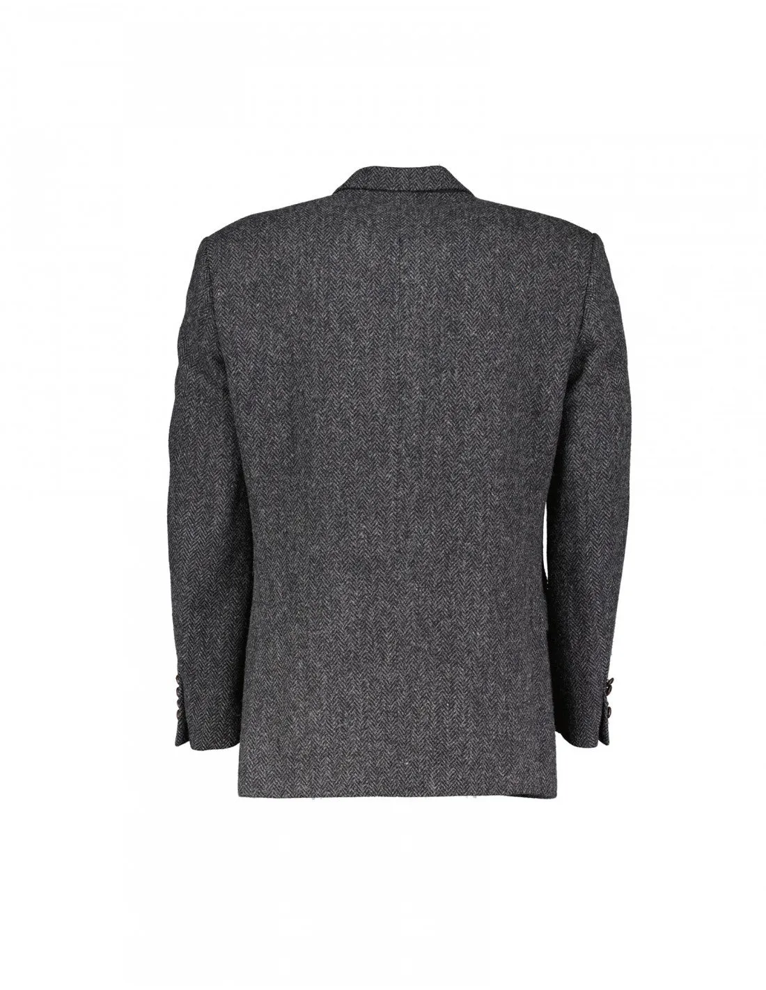 Harris Tweed Herringbone Gray 3 Button Blazer Jacket, Size US 42, EU 52