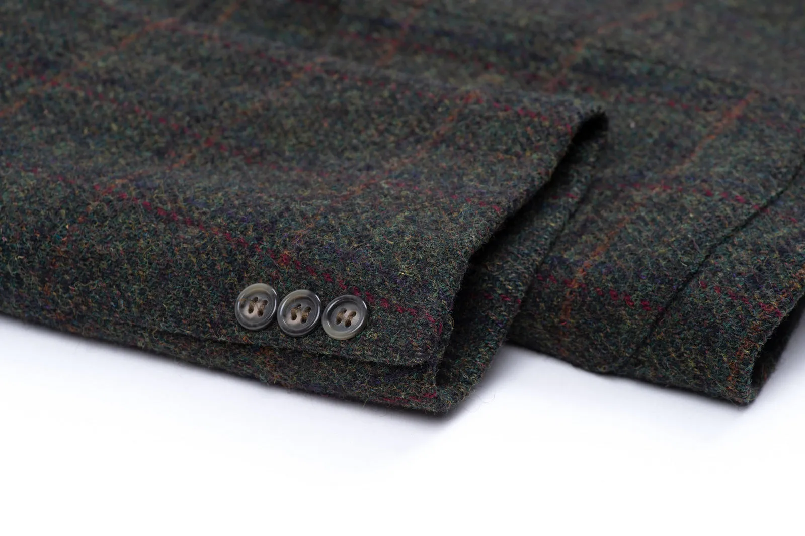 Harris Tweed Plaid Forest Green 2 Button Blazer Sport Coat, US 42R, EU 52