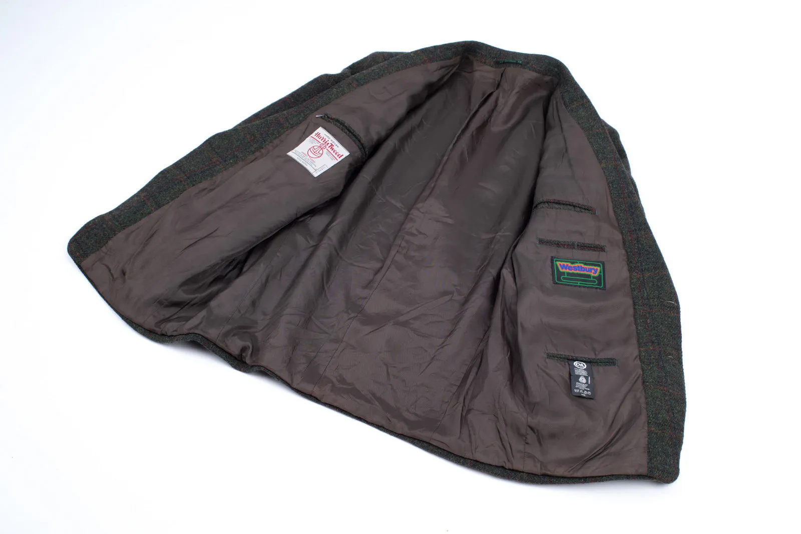 Harris Tweed Plaid Forest Green 2 Button Blazer Sport Coat, US 42R, EU 52