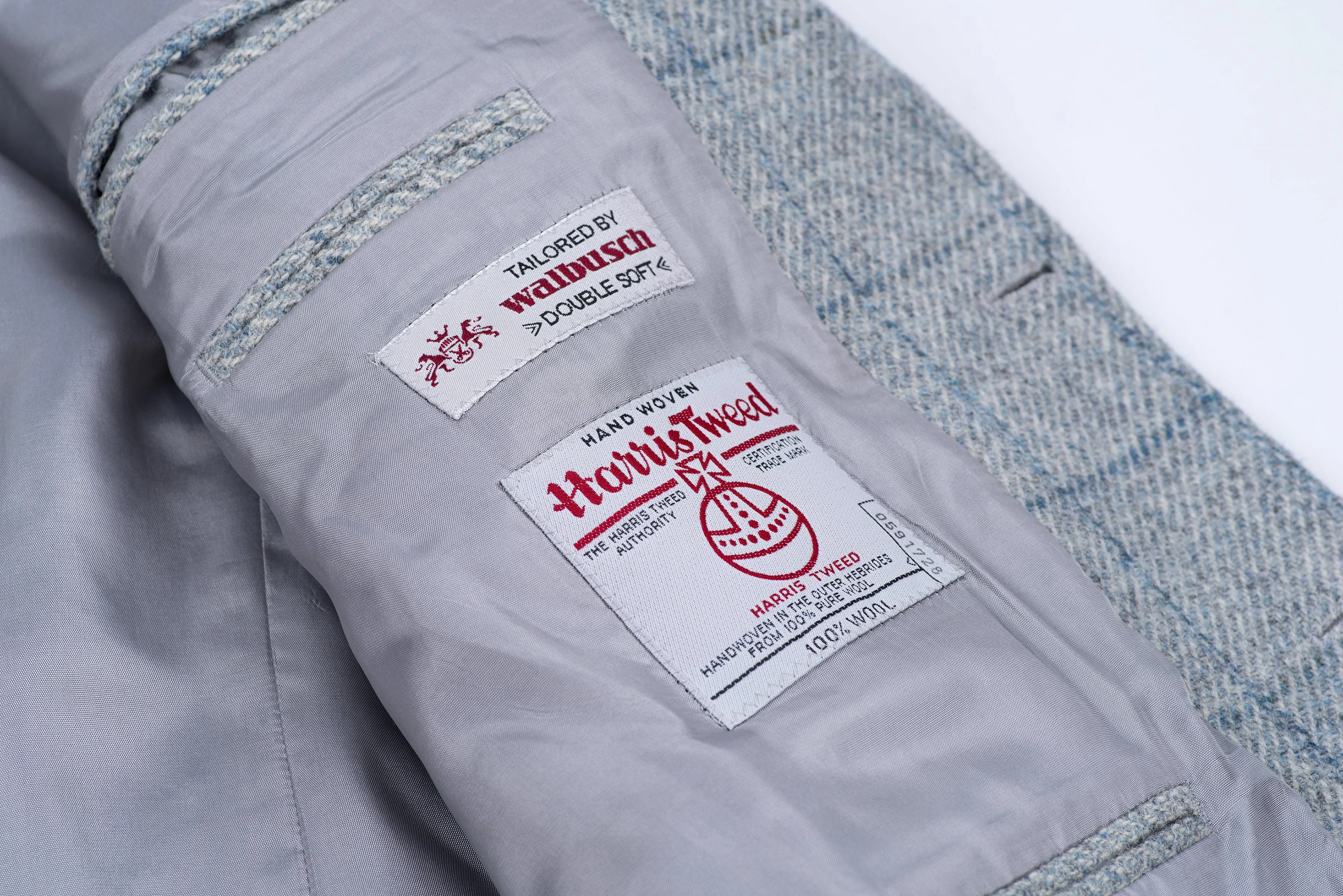 Harris Tweed Windowpane Light Blue Blazer Jacket, US 42R, EU 52