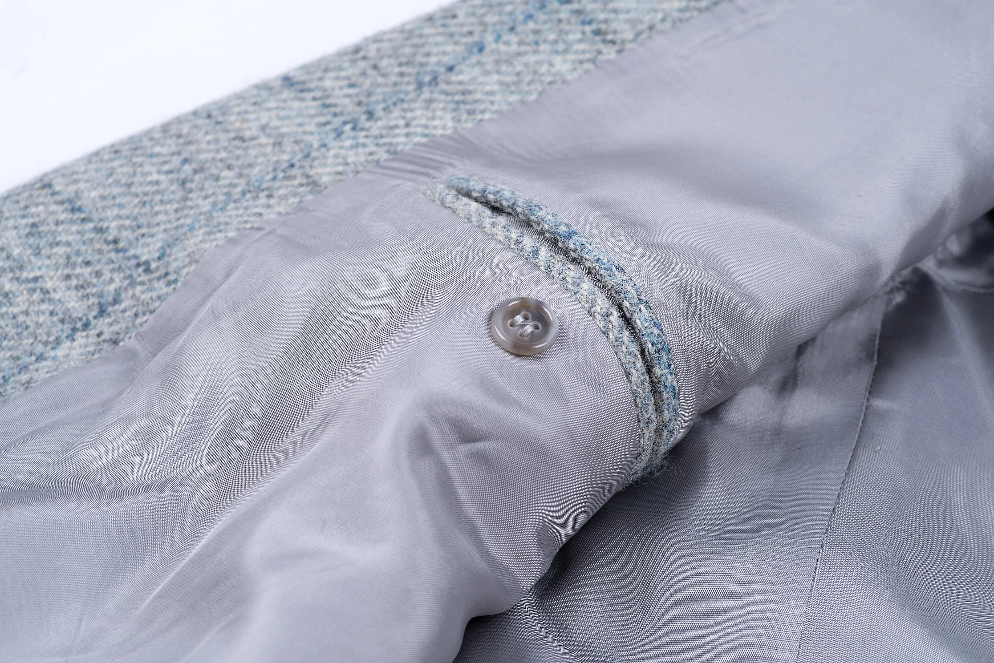 Harris Tweed Windowpane Light Blue Blazer Jacket, US 42R, EU 52