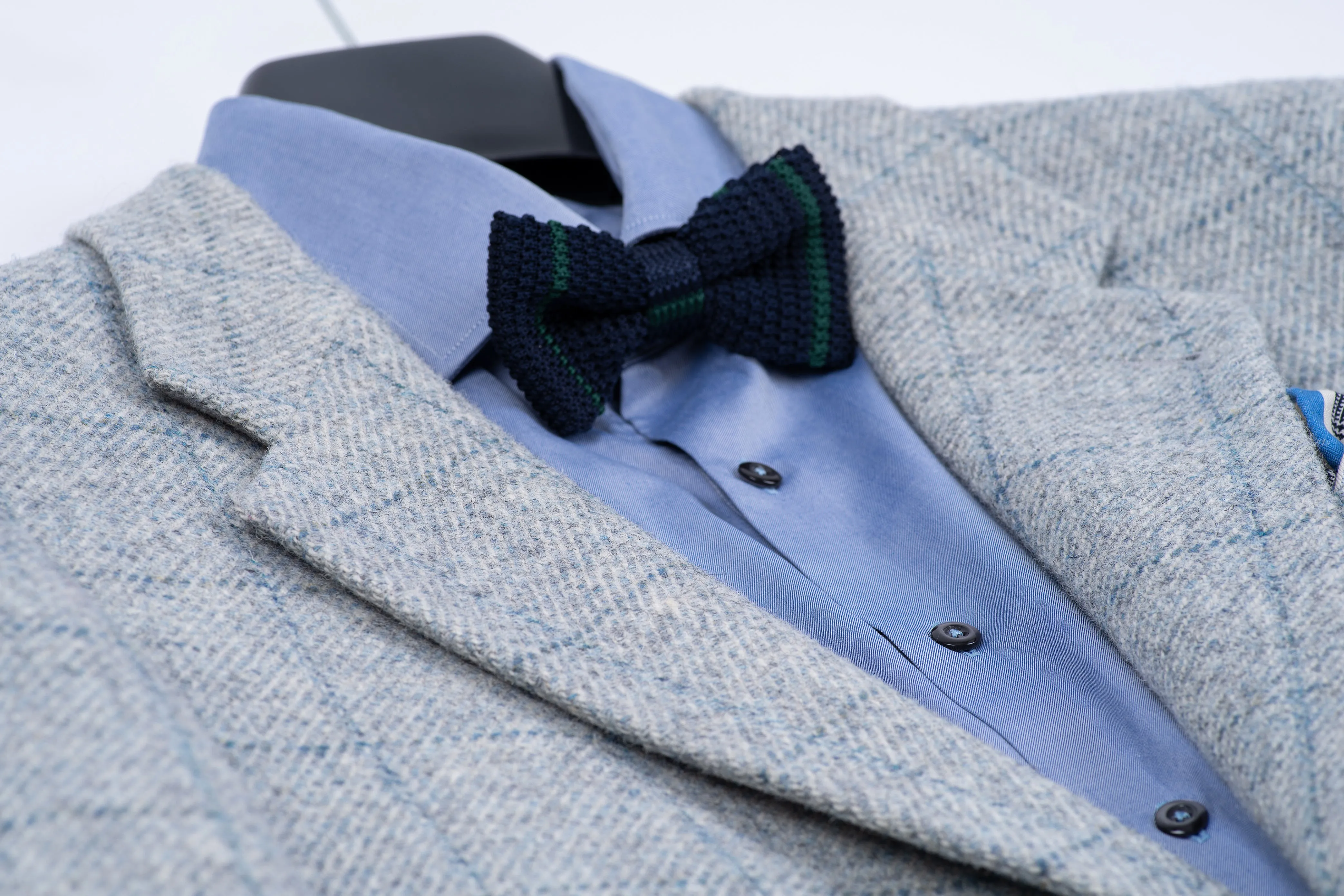 Harris Tweed Windowpane Light Blue Blazer Jacket, US 42R, EU 52