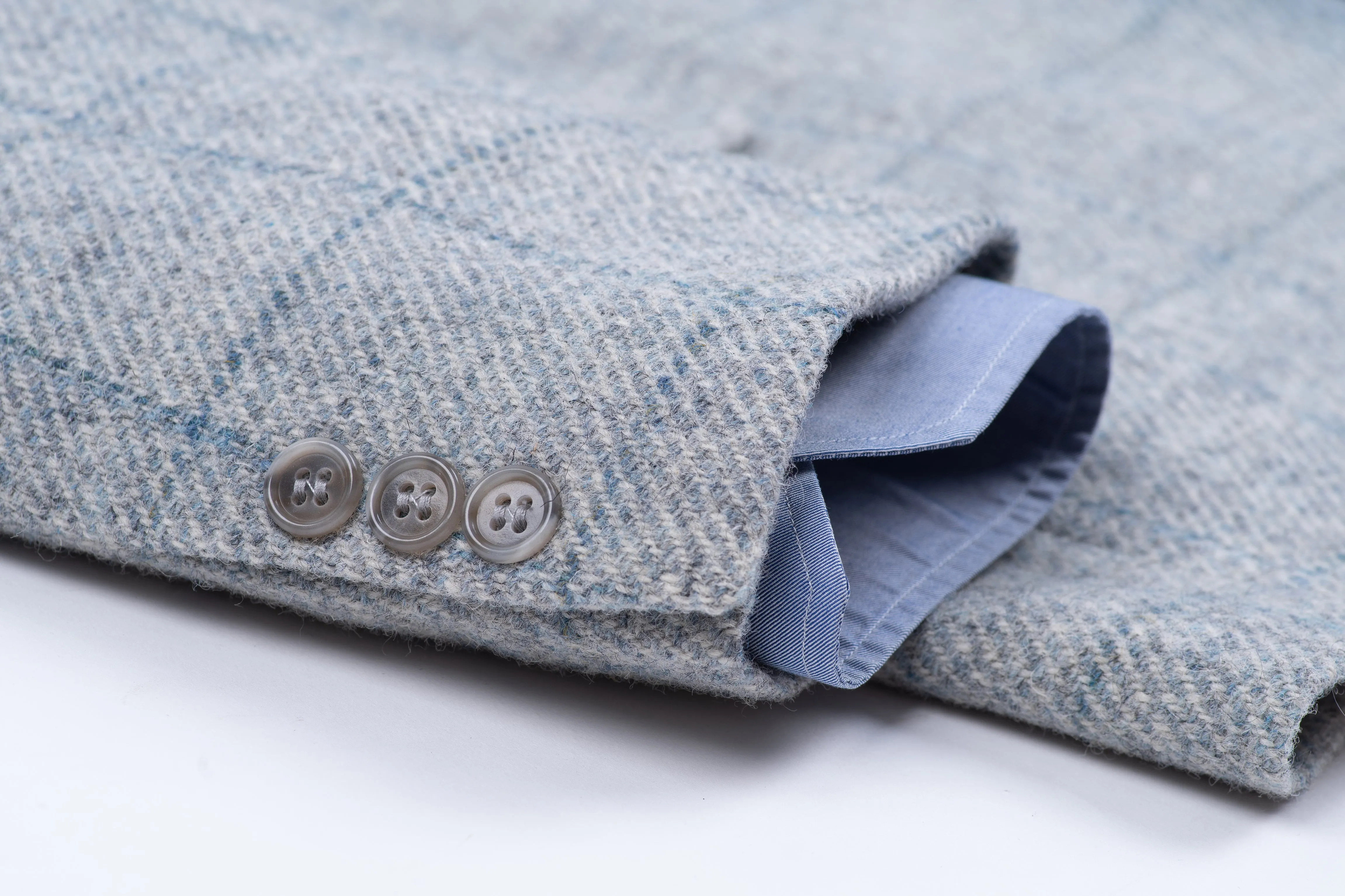 Harris Tweed Windowpane Light Blue Blazer Jacket, US 42R, EU 52