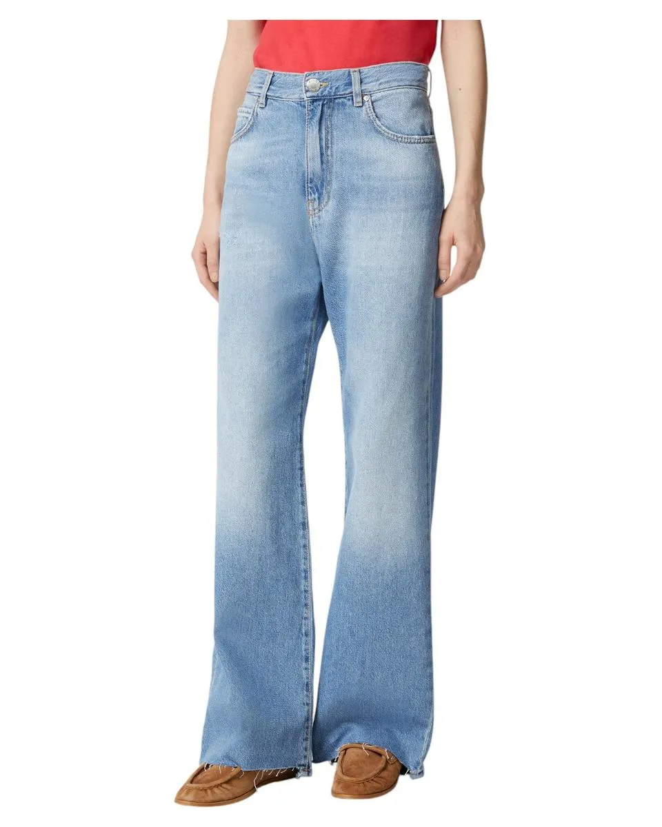 Jeans Palazzo  in Denim Soft Touch - Vita Alta e Gamba Ampia