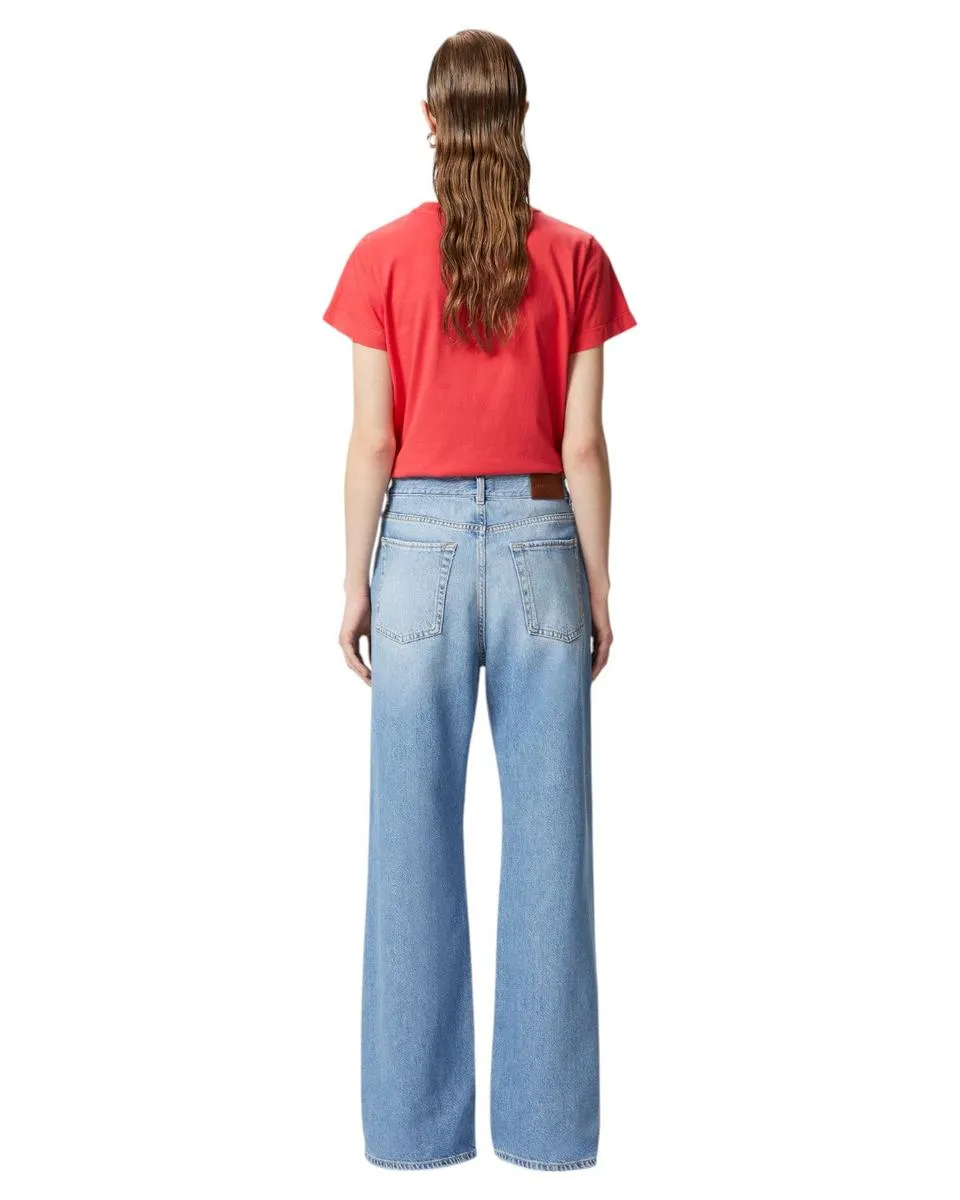 Jeans Palazzo  in Denim Soft Touch - Vita Alta e Gamba Ampia