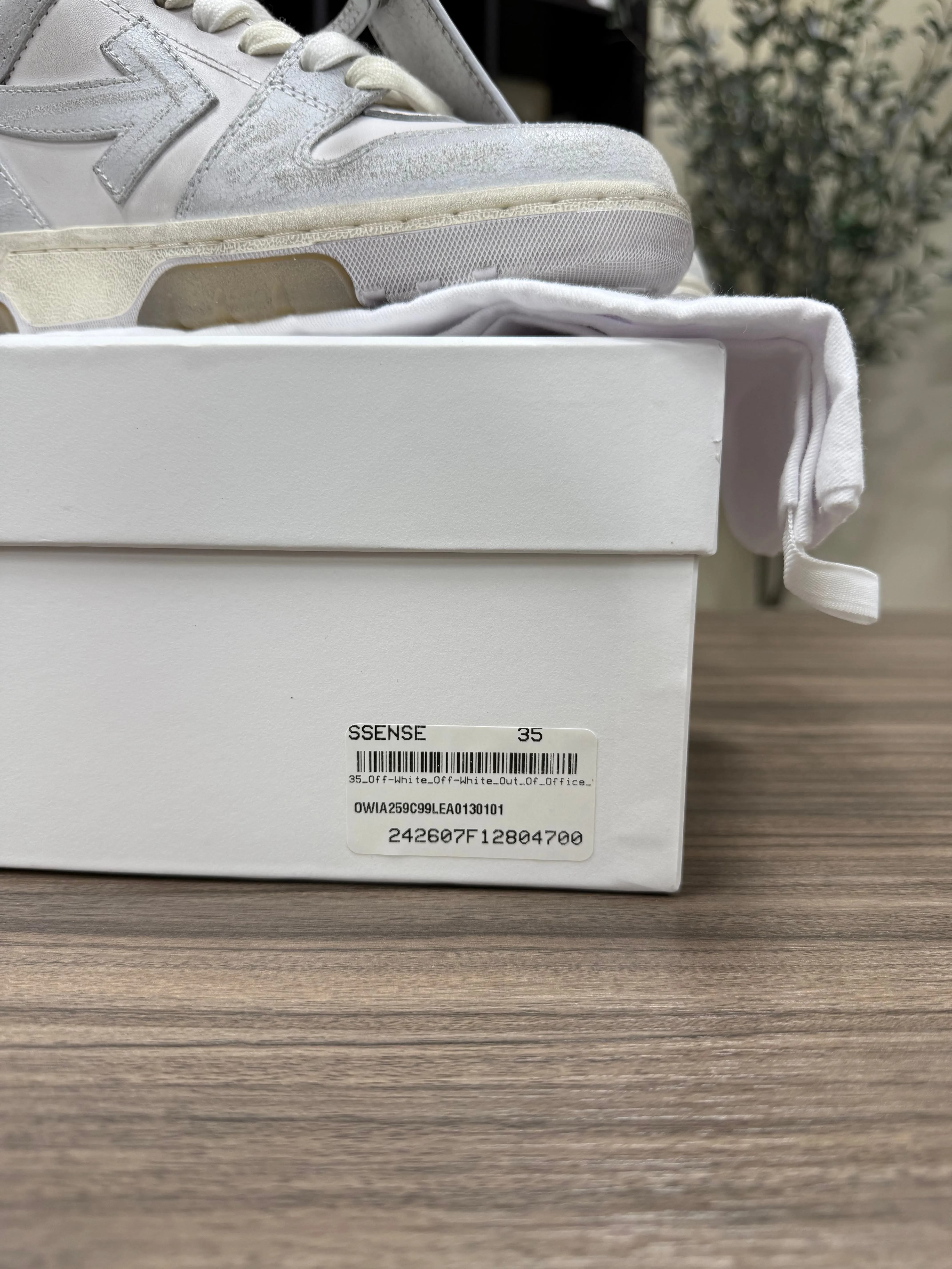 OFF-WHITE White Out Of Office Vintage Leather Sneakers Sz 5/5.5W