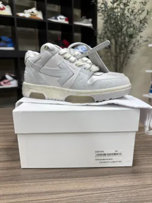 OFF-WHITE White Out Of Office Vintage Leather Sneakers Sz 5/5.5W