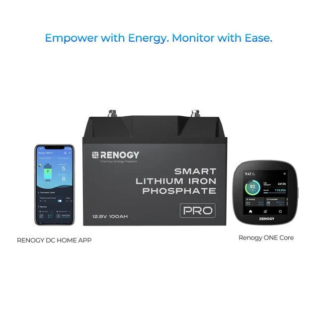 Renogy 12V 100Ah Pro Smart Lithium Iron Phosphate Battery w/Bluetooth & Self-heating Function