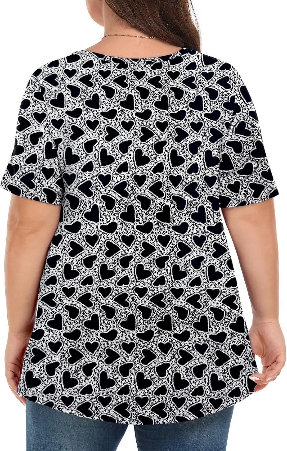 Tencede Womens Plus Size Tops Short Sleeve Tunic Shirts V Neck Summer Floral Loose Fit Blouse XL-5X